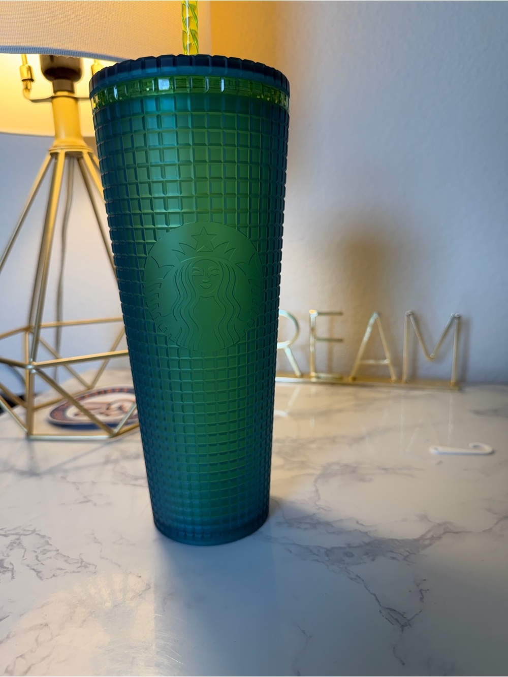 Starbucks Dark Green Textured Tumbler with Straw